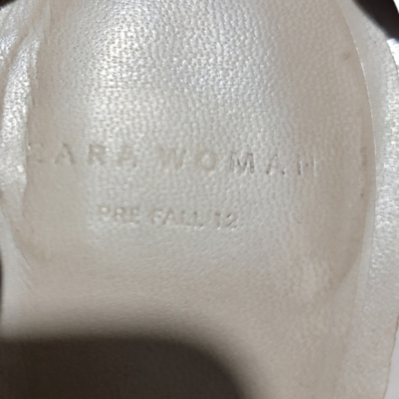 𝅺ZARA Woman Cream & Gold Peep Toe Platform Heel Stilettos Size 8 - Picture 8 of 14